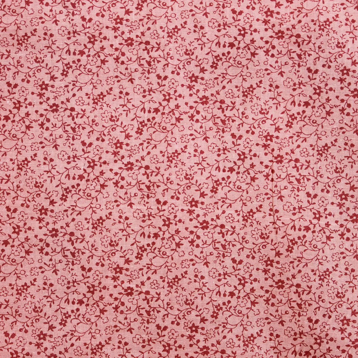 Katoen rood met bloemetjes